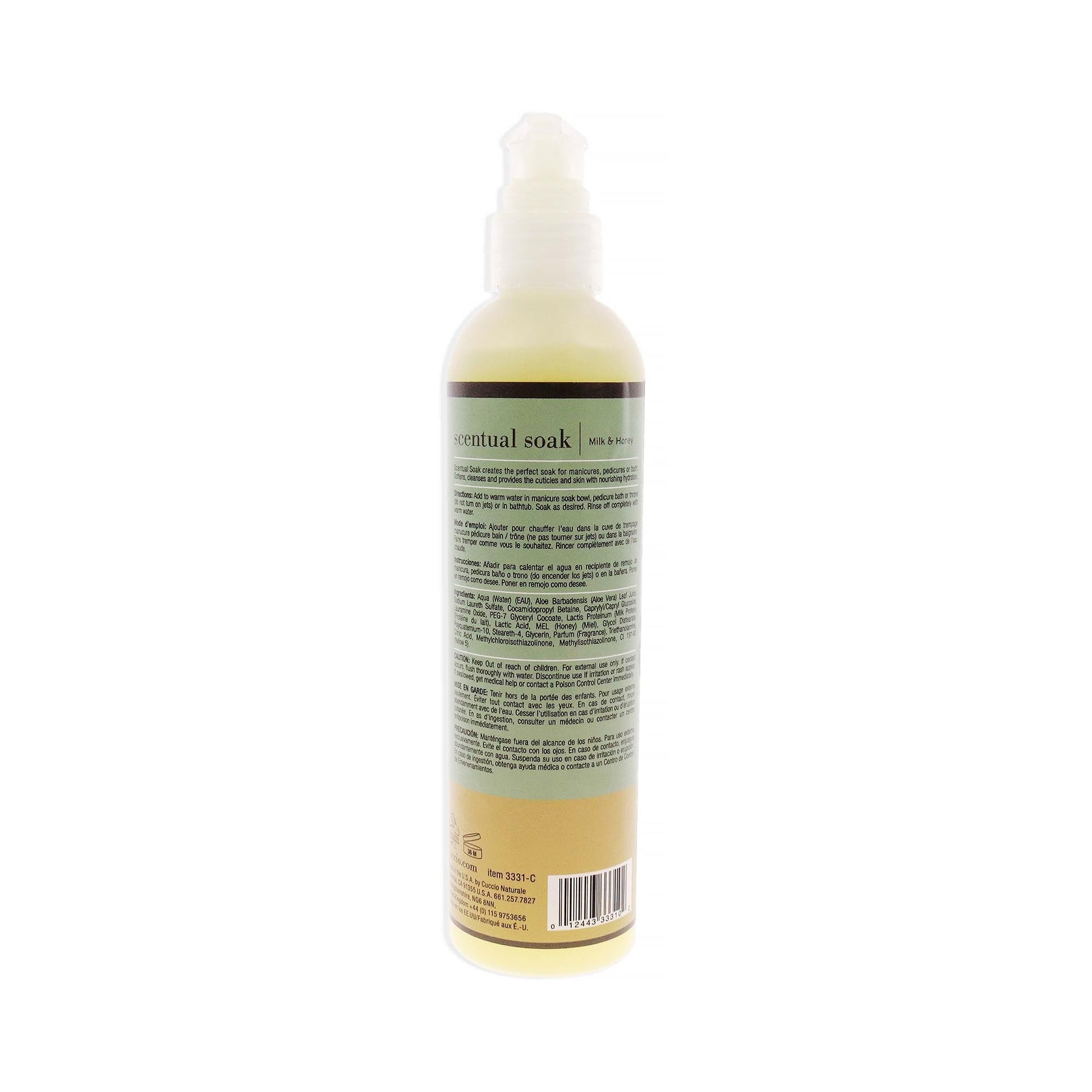 White Smoke Cuccio Naturale Scentual Soak - Creamy, Liquid Wash For Mani-Pedi - No Parabens - Soften, Cleanse And Hydrate Skin - Anti-Aging Solution - Use On Hands, Body And Feet - Milk And Honey - 8 Oz