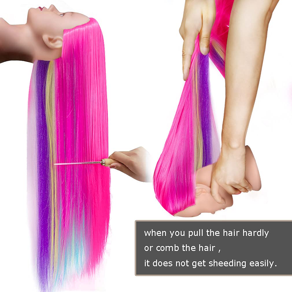 White Smoke FABA Mannequin Head with Hair 26"-28" Colorful Hair Practice Braiding Cosmetology Mannequin Heads for Make up, Braiding Hairdressing Doll Head for Styling - Free Clamp Holder