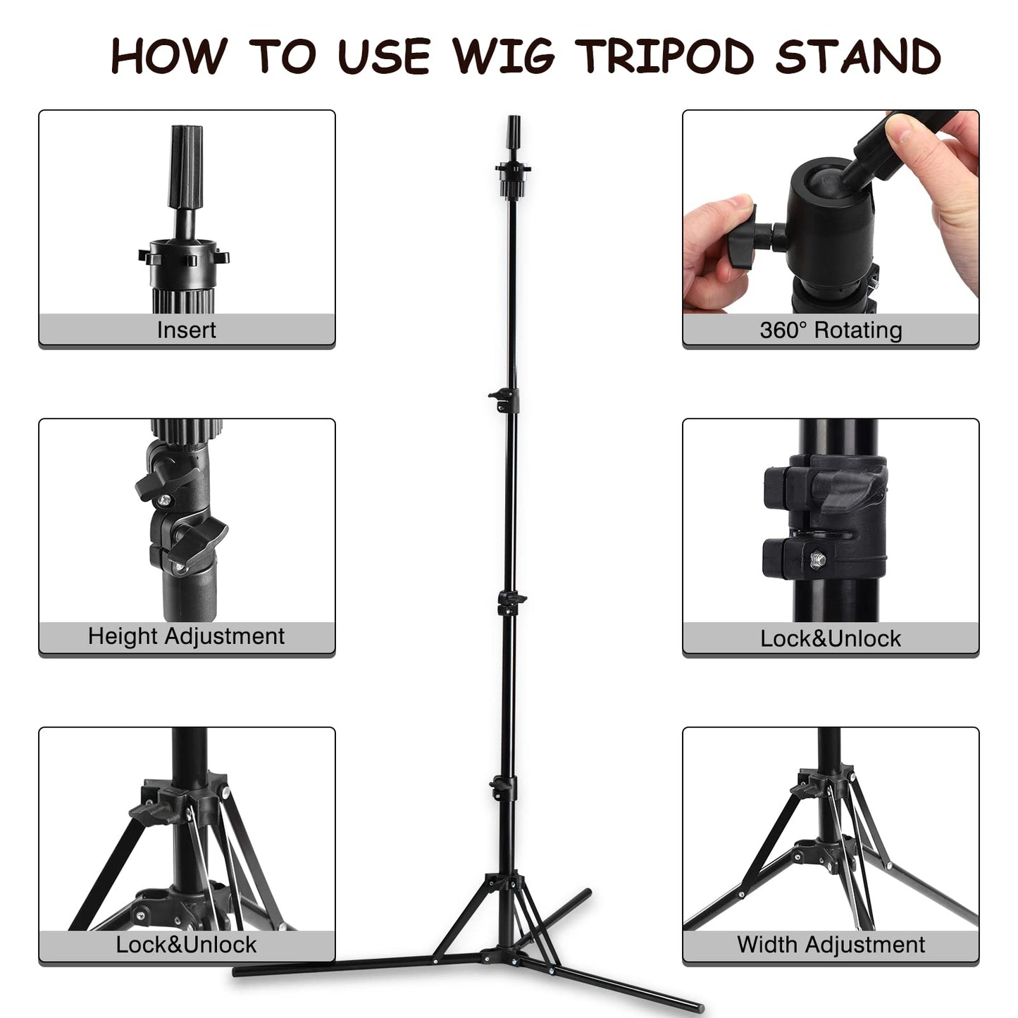 White Smoke Neverland Beauty & Health 23 Inch Wig Head, Wig Stand Tripod with Head, Wig Head Stand with Mannequin Head for Wigs, Wig Stand with Head, Adjustable Tripod Manikin Head Set for Cosmetology(White)