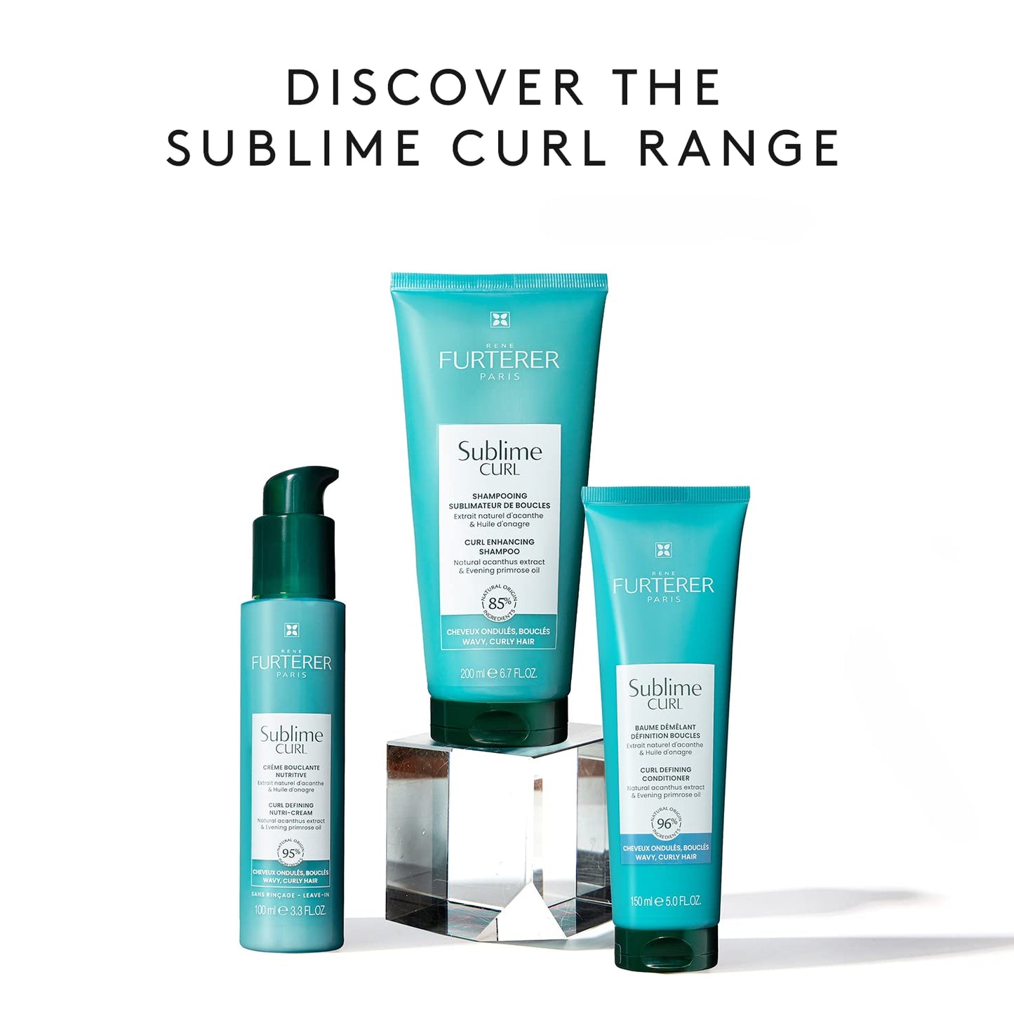 White Smoke René Furterer SUBLIME CURL Curl Nutri-Activating Cream - For Curly, Wavy Hair - Curl Enhancing Leave-In - Humidity & Frizz Control - 3.3 fl. oz.