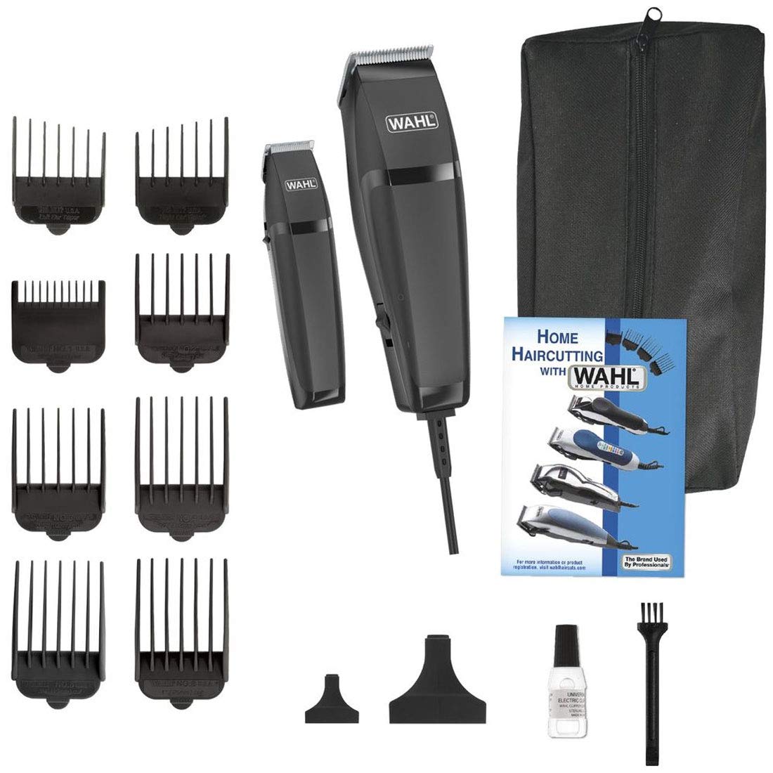 White Smoke Wahl Clipper Corp Pro 14 Piece Styling Kit with Hair Clipper and Beard Trimmer for Total Body Grooming - Model 79450, Chrome