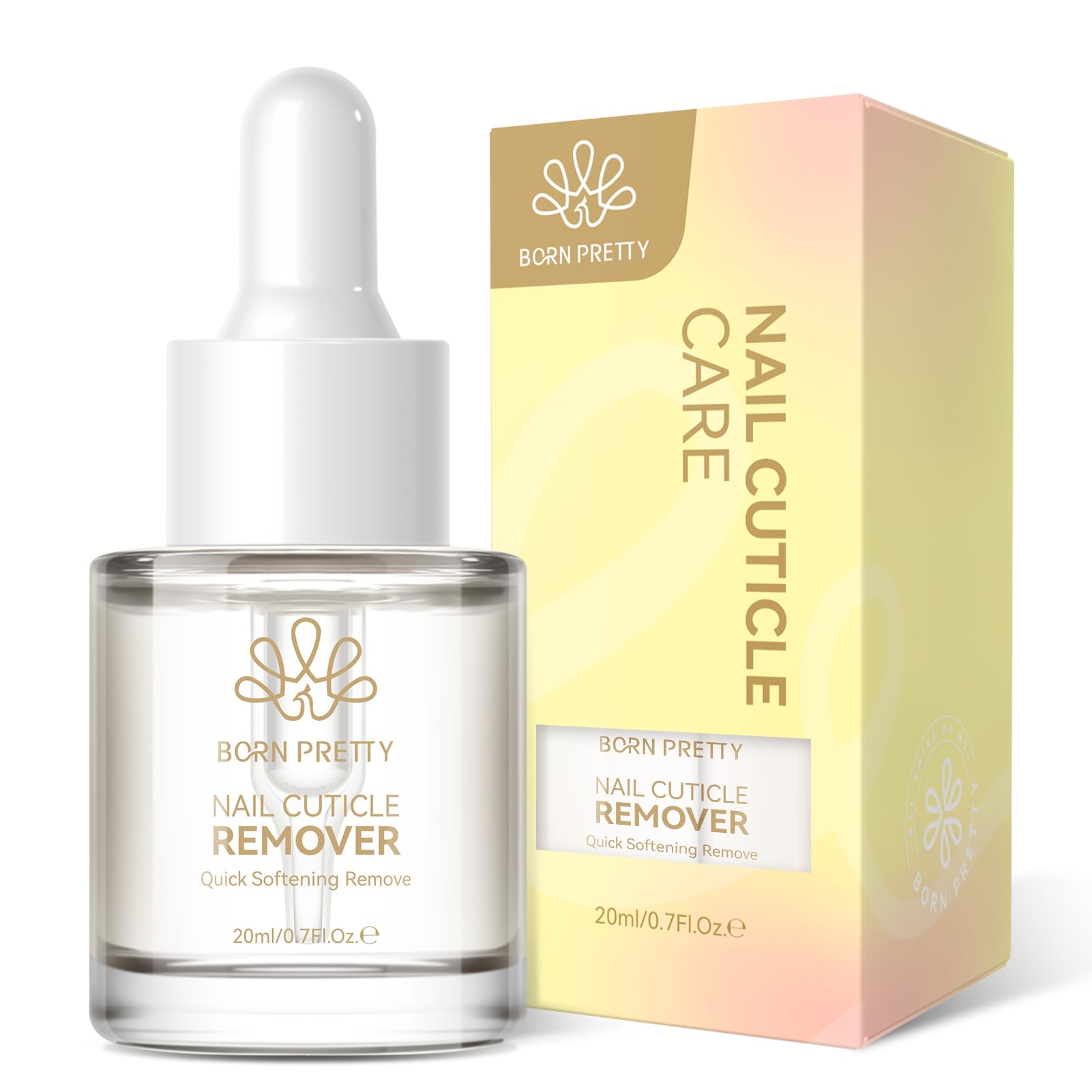 White Smoke Born Pretty Cuticle Remover,20ML Professional Cuticle Softener & Remover for Hand,Foot & Nail Care,Nourishing & Moisturizing Dry Cuticles,Salon Quality Manicure & Pedicure Supplies