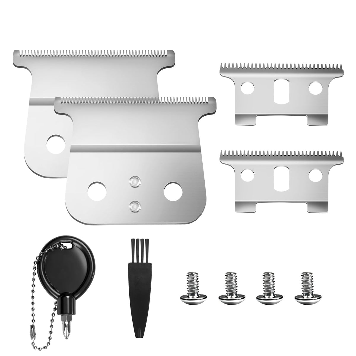 White Smoke 2 Pack Replacement T-Blades Compatible with Andis T-Outliners GTO,GO and SLS Trimmers,Silver