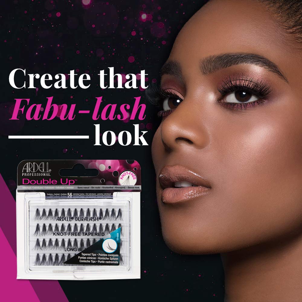 Black Ardell Individual Lashes False Eyelashes Double Up Soft Touch - Long, Black, DIY Lash Clusters, Reusable Eyelash Extensions, 4 Pack