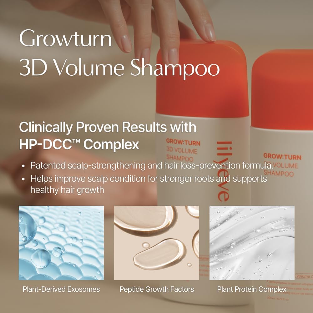 Rosy Brown lilyeve GrowTurn 3D Volume Shampoo with Built-in Brush – For Thinning Hair & Fuller-Looking Volume, Hair loss, Gentle Scalp Care | 6.76 Fl Oz