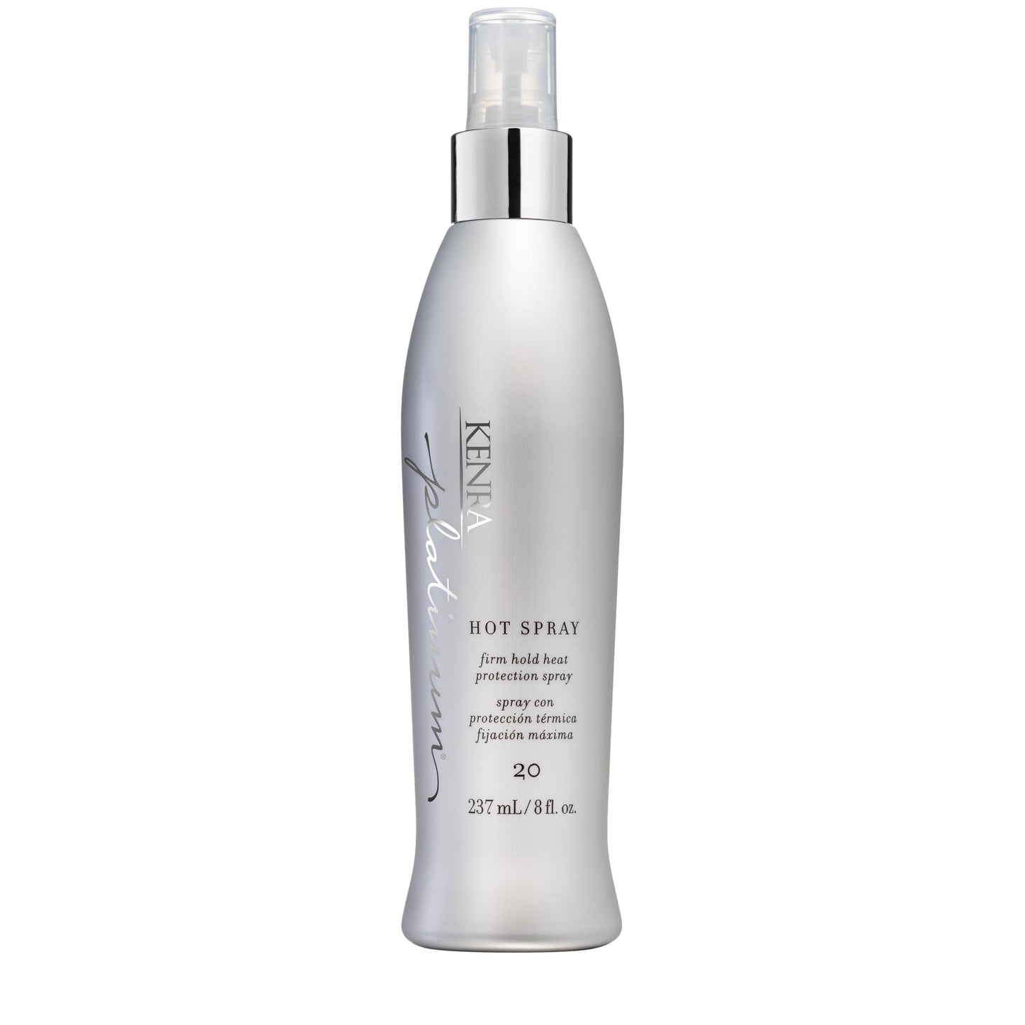 Gray Kenra Platinum Hot Spray 20 | Heat Protection Styler | Long-Lasting, Firm Hold | Adds Vibrant Shine | Humidity & Thermal Protection | Clean Release From Heated Tools | All Hair Types | 8 fl. Oz