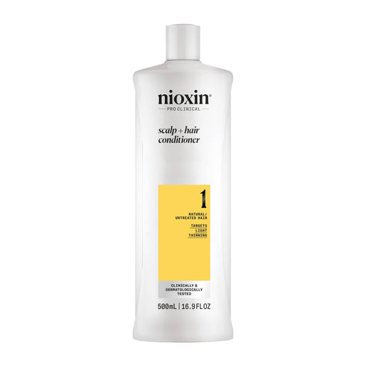 White Smoke Nioxin Scalp + Hair Thickening System 1 Conditioner | For Natural or Untreated Hair with Light Thinning | With Niacinamide and Biotin | 16.9 Fl oz.