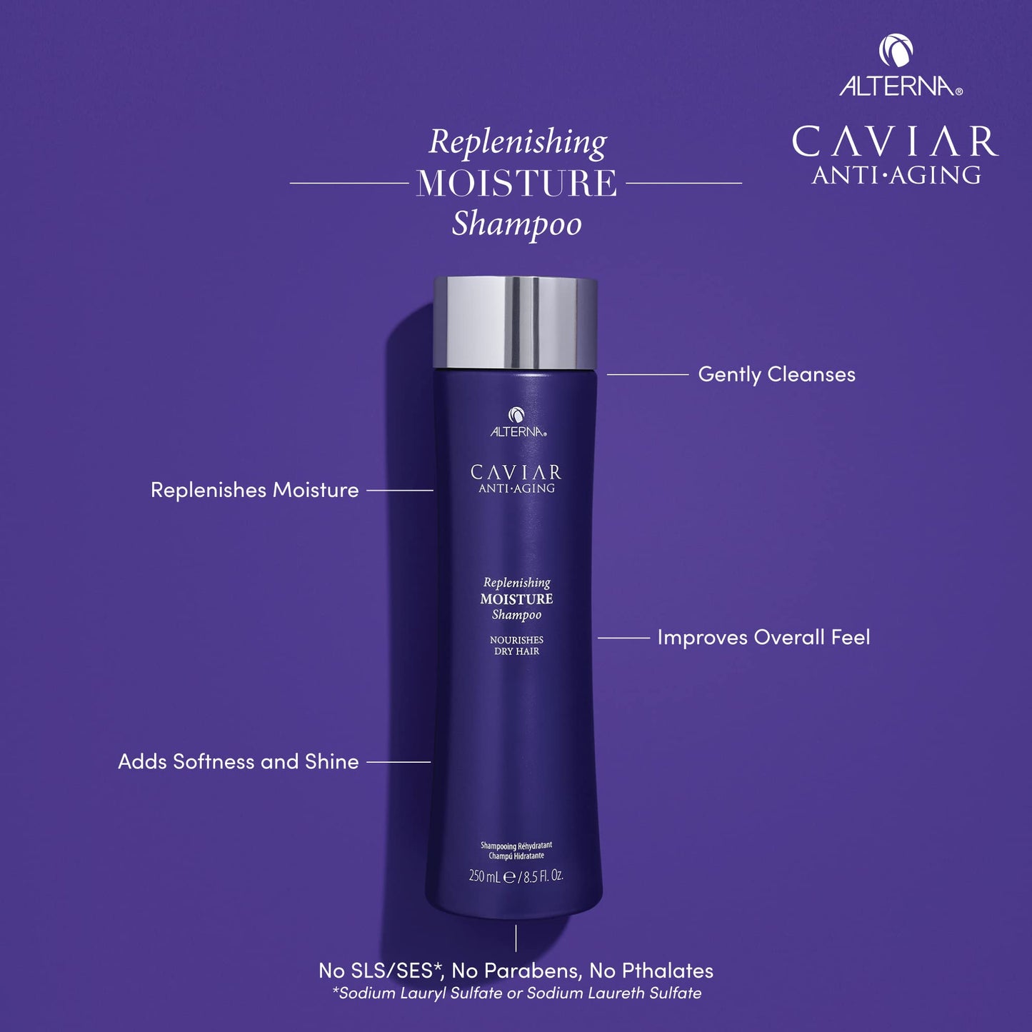 Dark Slate Blue ALTERNA CAVIAR Anti Aging Replenishing Moisture Shampoo, 33.8 Ounce (Packaging May Vary)