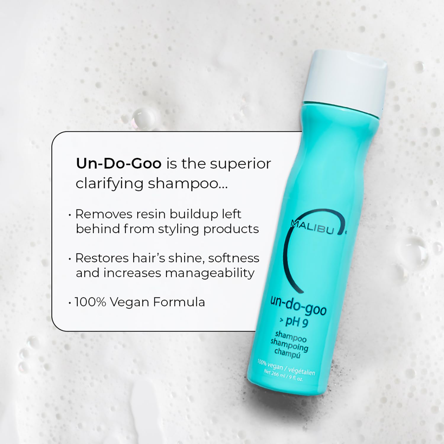 Lavender Malibu C Un-Do-Goo Clarifying Shampoo - Removes Product Build Up and Resins from Hair - Shine Restoring, Sulfate-Free Cleanser (9 oz)