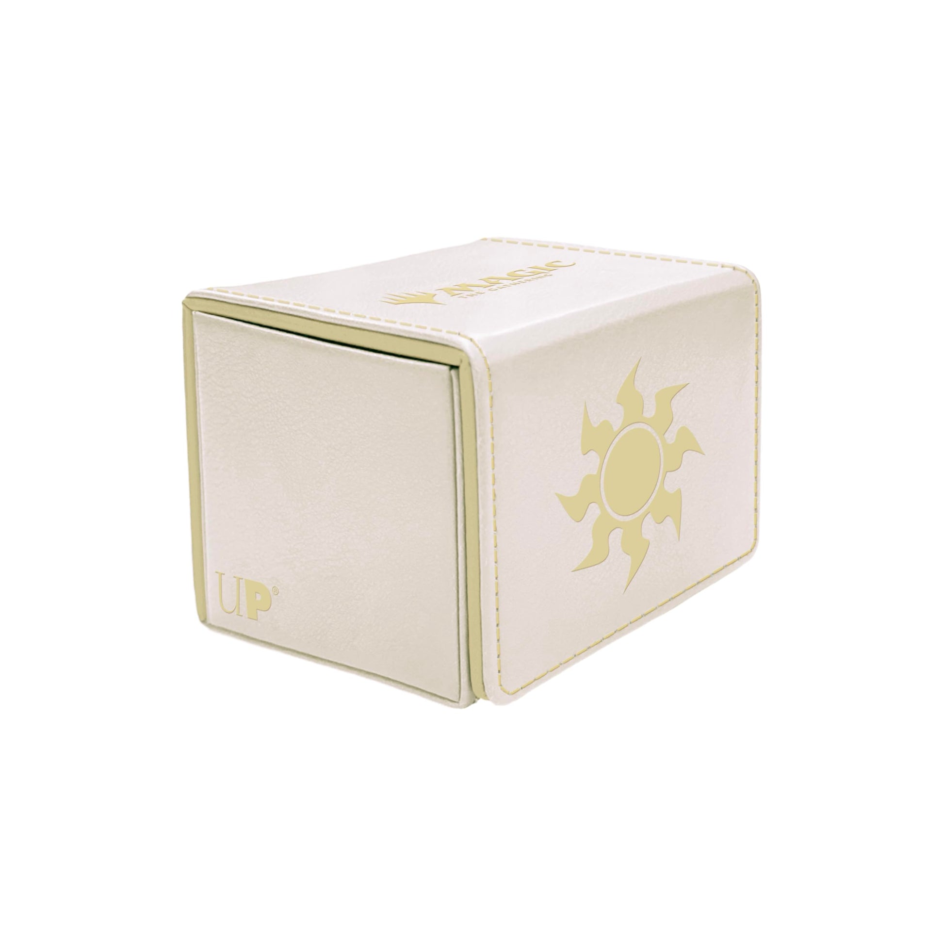 Light Gray Ultra Pro - Mana 8 Alcove Edge Deck Box - Plains for Magic: The Gathering, Store & Protect up to 100 Standard Size MTG Cards, Great for Commander Deck, Side Loading Deck Box, Premium Leatherette