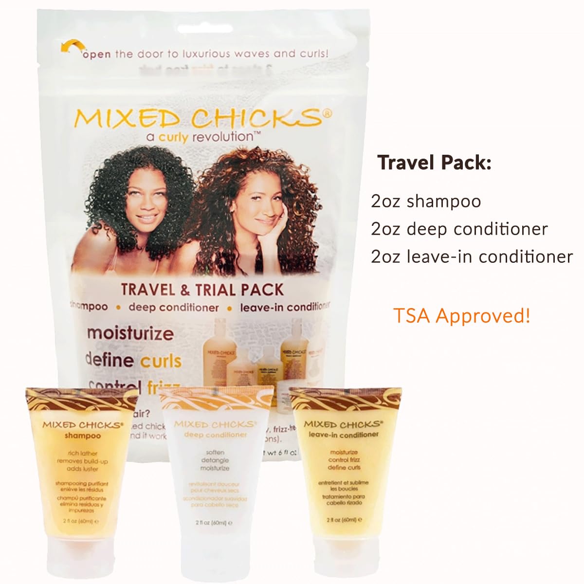 White Smoke Mixed Chicks Travel & Trial Pack - Shampoo, Deep Conditioner, Leave-in Conditioner, 2 fl. oz. each