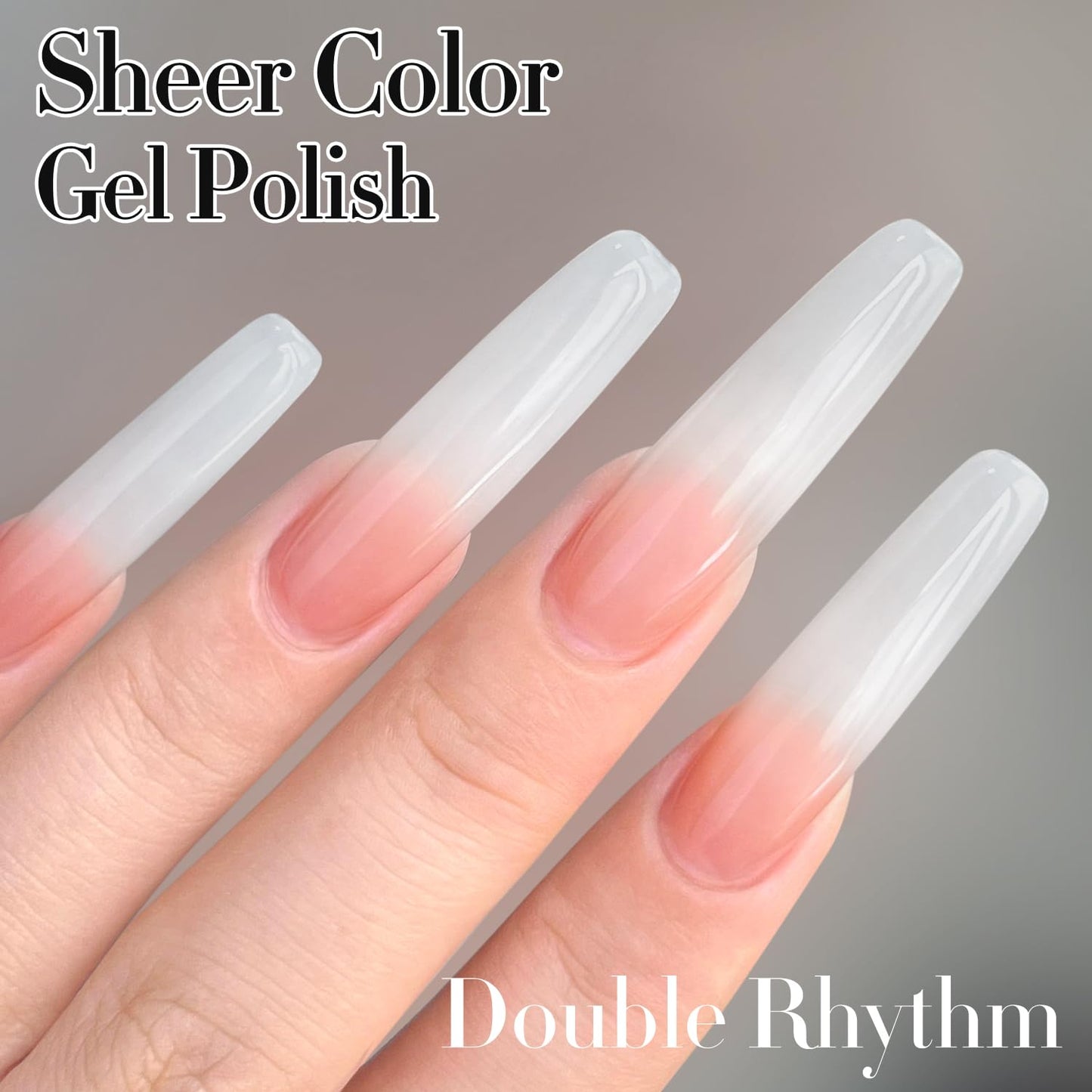 Dark Gray Double Rhythm 15ML Gel Nail Polish Pure Sheer Same Color Same Bottle Soak Off Gel Polish Art Manicure Salon DIY at Home for Women (Milky White-A1075)