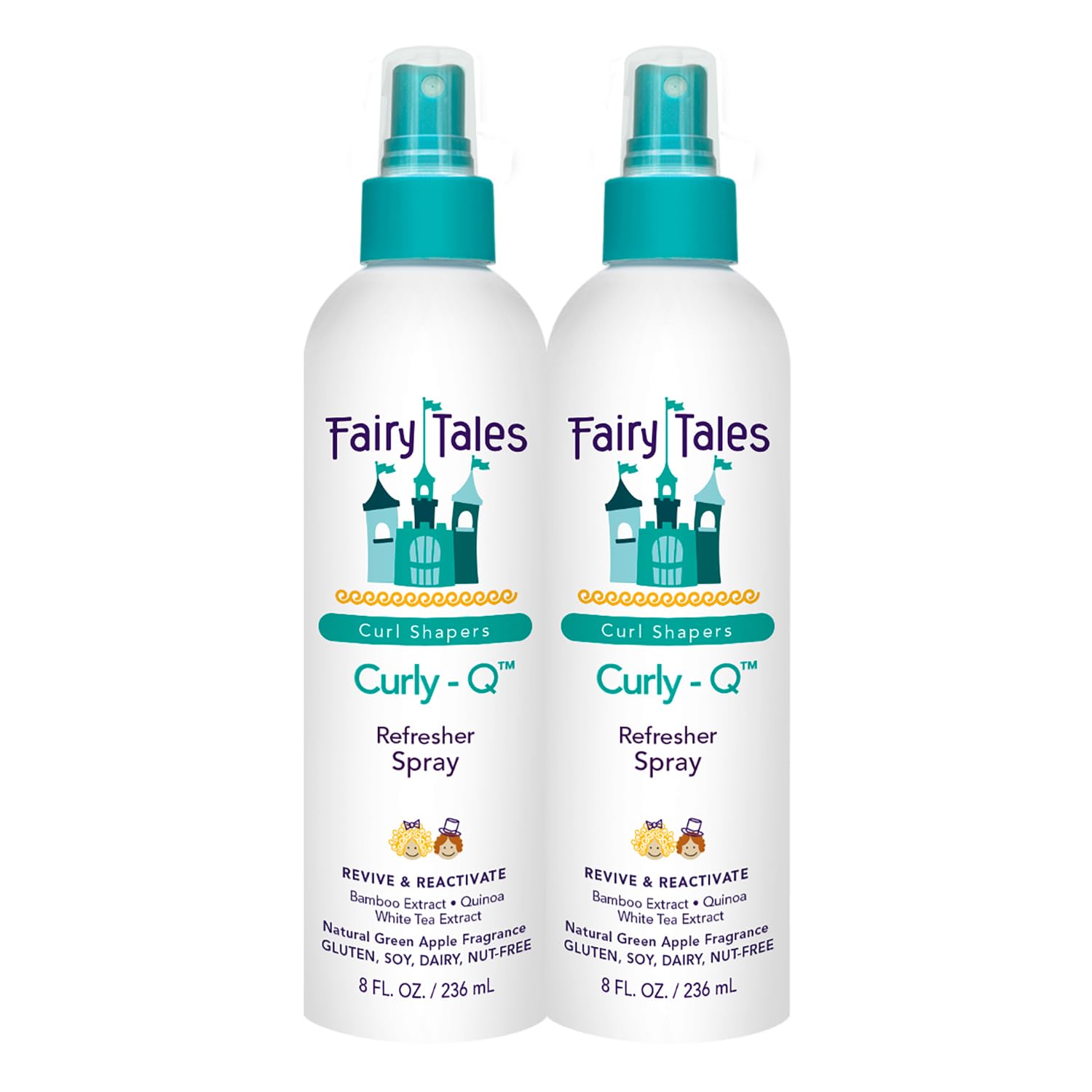 White Smoke Fairy Tales Curly-Q Curl Refresher for Kids - Lightweight Spray to Define Curls, Add Bounce and Reduce Frizz - 8oz (Pack of 2)