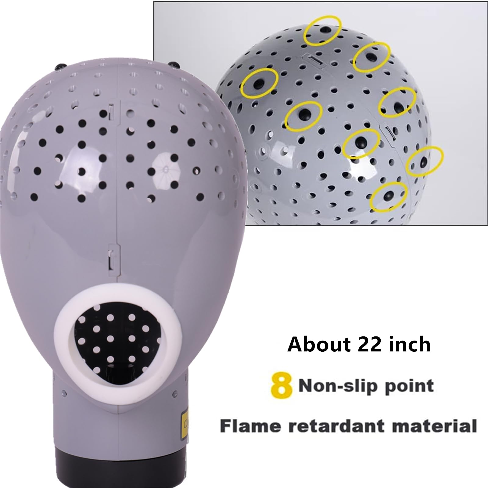 White Smoke HOMEGOAL Hair Dryer Wig Stand Holder Mannequin Head, Drying Wig From Inside to Outside, Quickly, Easily, For Lace Scalp Cap Net (Dark Grey)