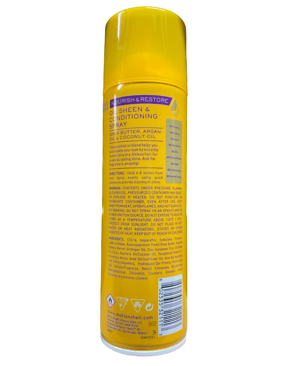 Dark Goldenrod Motions Nourish&Restore Oil Sheen Conditionertning Spray 40021404 11.25oz