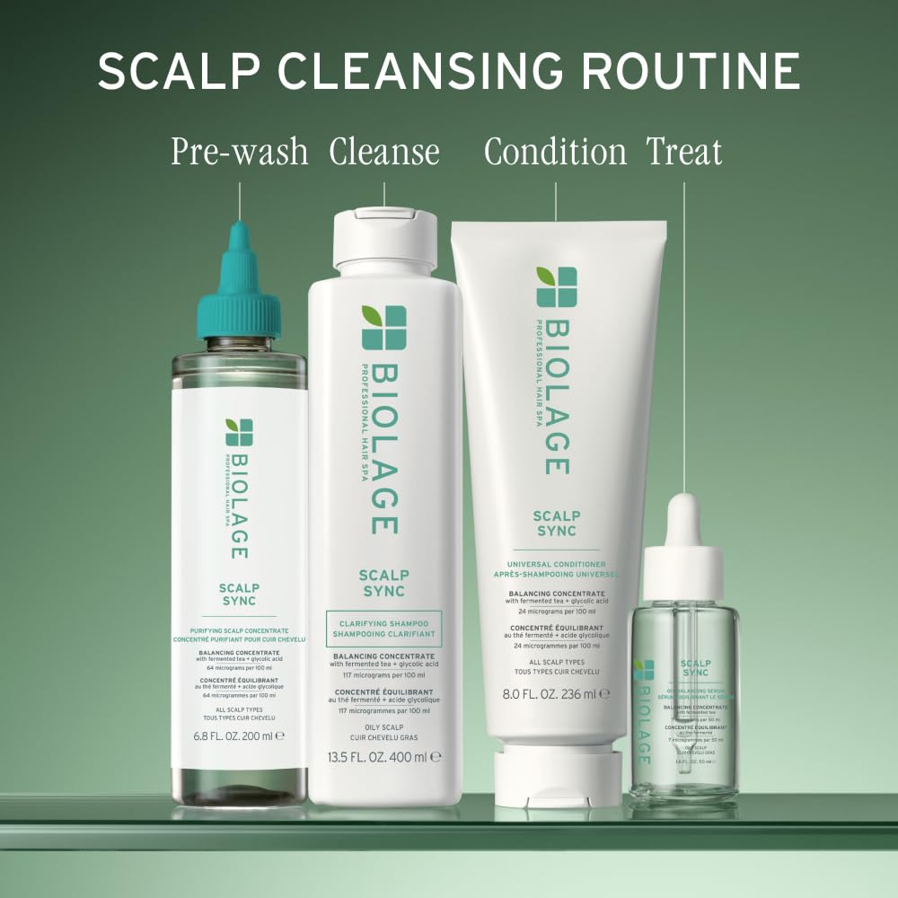 Slate Gray Biolage Scalp Sync Purifying Concentrate - Exfoliating & Clarifying Dry Scalp Treatment, Refreshing & Reinvigorating, Fermented Tea Blend & Glycolic Acid