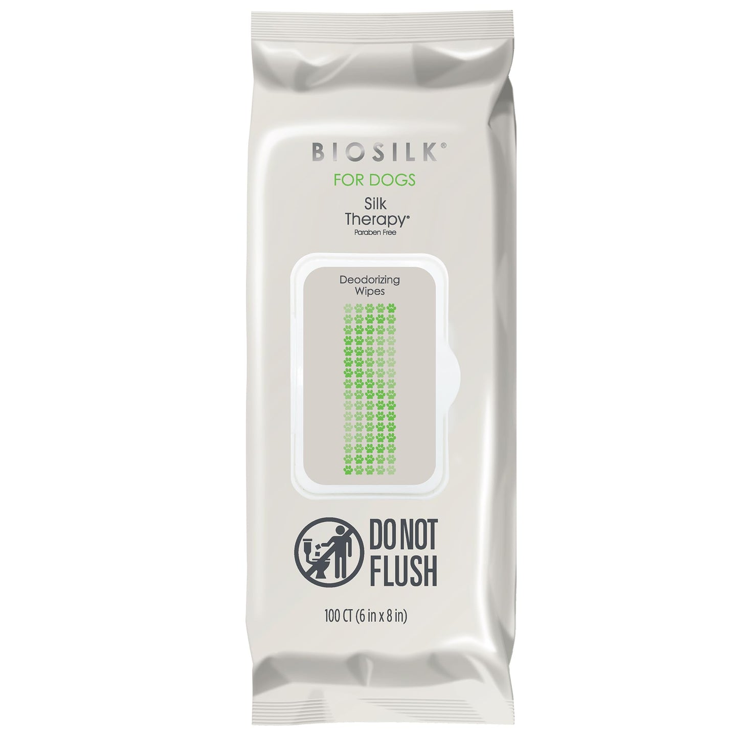 Light Gray BioSilk for Dogs Deodorizing Wipes, Infused with Silk Proteins and Vitamin E - Wipes that Clean, Deodorize Between Baths, pH Balanced, Gentle Natural Formula, 100 Count