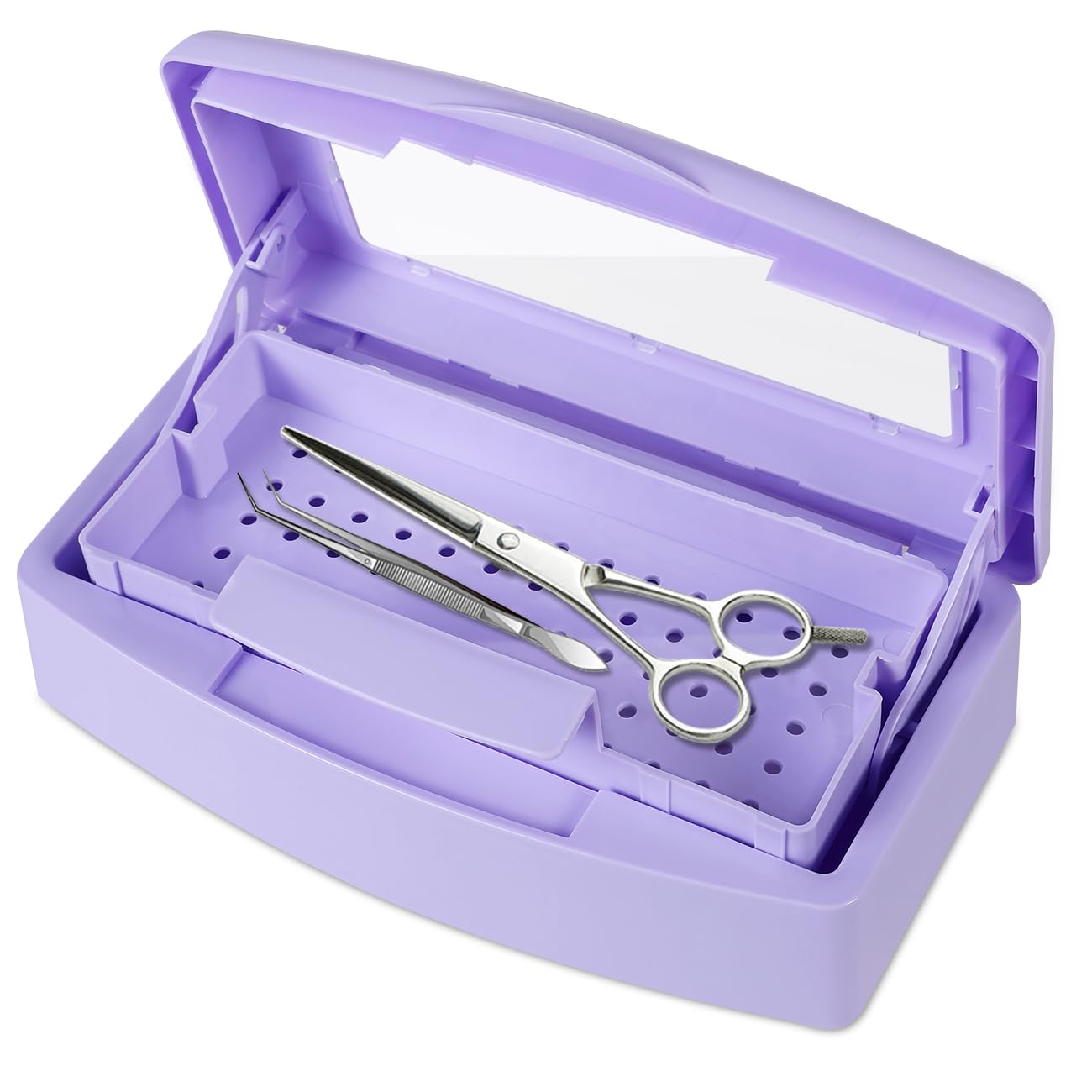 White Smoke Gusnilo Nail Tool Sterilizer Box Disinfectant Jar Plastic Disinfectant Container Suitable for Nail Tools Hair Salons Beauty Centers and Manicure and Nail Equipment(Purple)