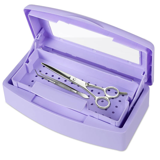 White Smoke Gusnilo Nail Tool Sterilizer Box Disinfectant Jar Plastic Disinfectant Container Suitable for Nail Tools Hair Salons Beauty Centers and Manicure and Nail Equipment(Purple)