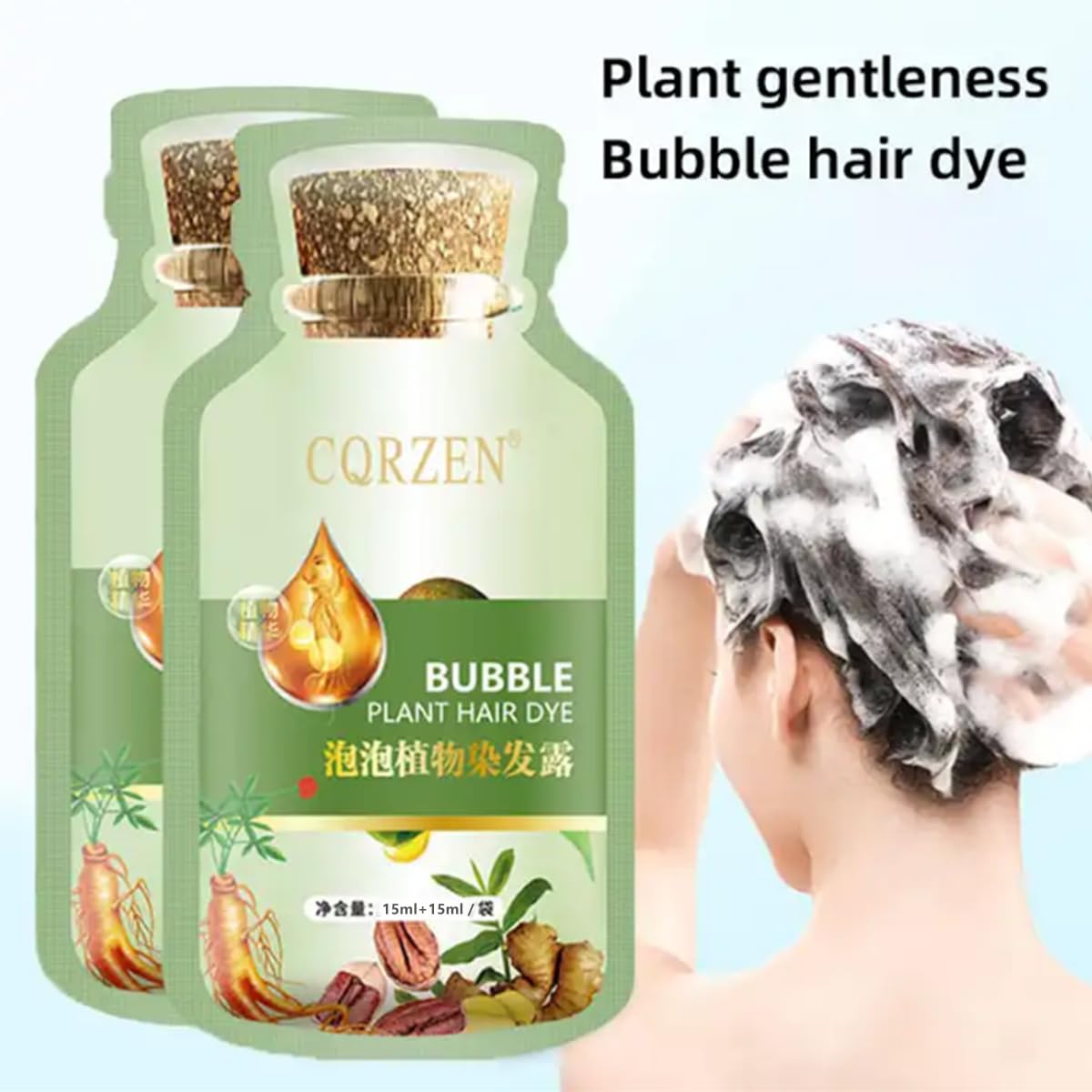 Alice Blue HUANG YI Natural Plant Hair Dye, New Botanical Bubble Hair Dye 30ml 10Packs/Box, Pure Plant Extract for Grey Hair Color Bubble Dye, New Botanical Bubble Hair Shampoo(Dark Brown)