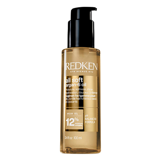 White Smoke Redken All Soft Argan-6 Oil Treatment For Dry Hair - Deeply Conditions Hair, Adds Softness and Shine With Argan Oil