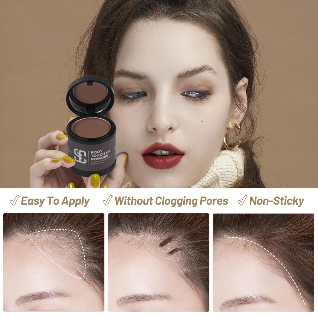 Dim Gray SOVONCARE Hairline Powder - Root Touch Up & Gray Hair Concealer for Men and Women, Instantly Covers Thinning Hair and Bald Spots, Natural-Looking Coverage Dark Brown 0.35 oz