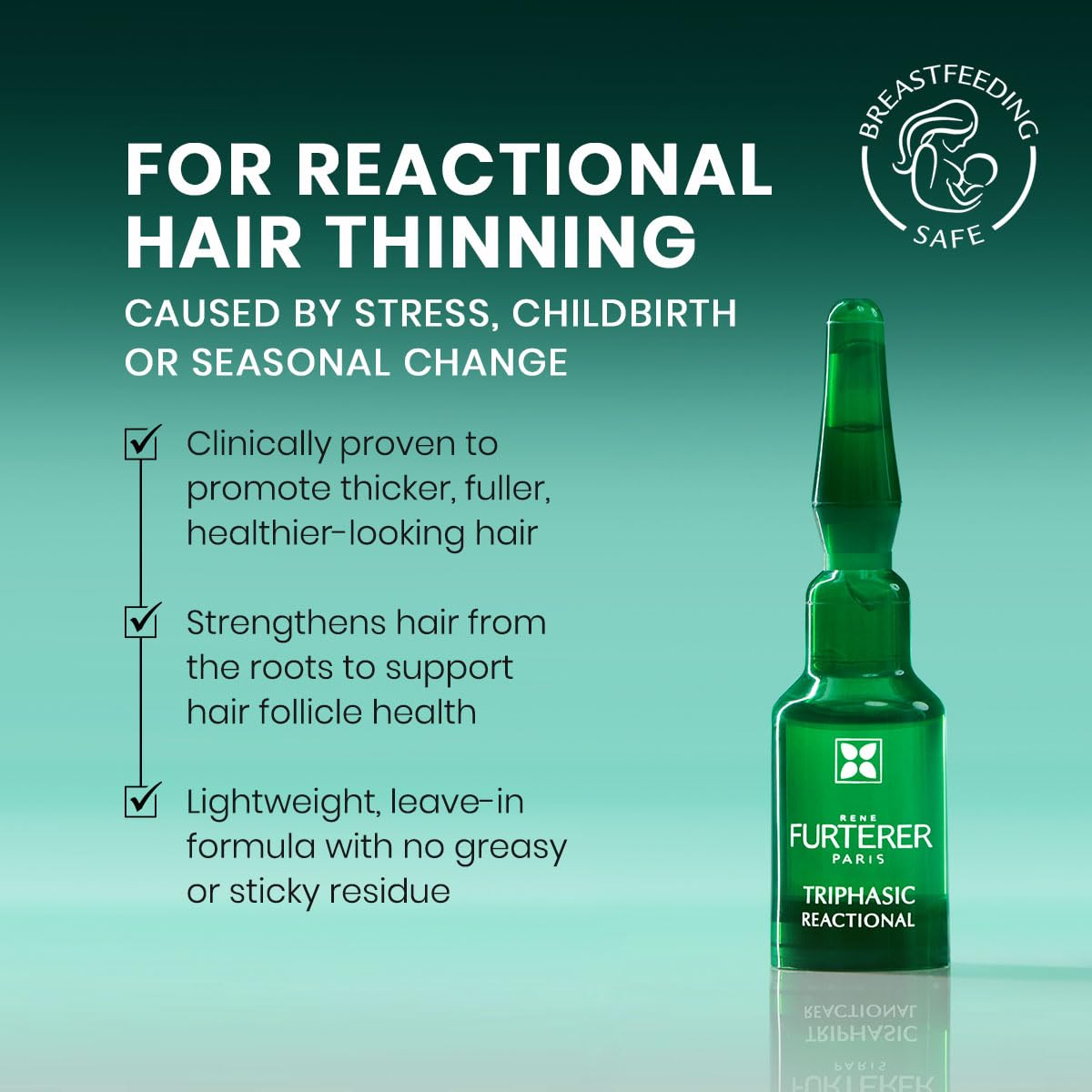 Sky Blue Rene Furterer Triphasic Reactional Concentrated Serum - Thinning Hair caused by stress, postpartum, seasonal change - Drug-Free - Breastfeeding Safe - Dermatologist tested - 12 ct., 3-Month Supply