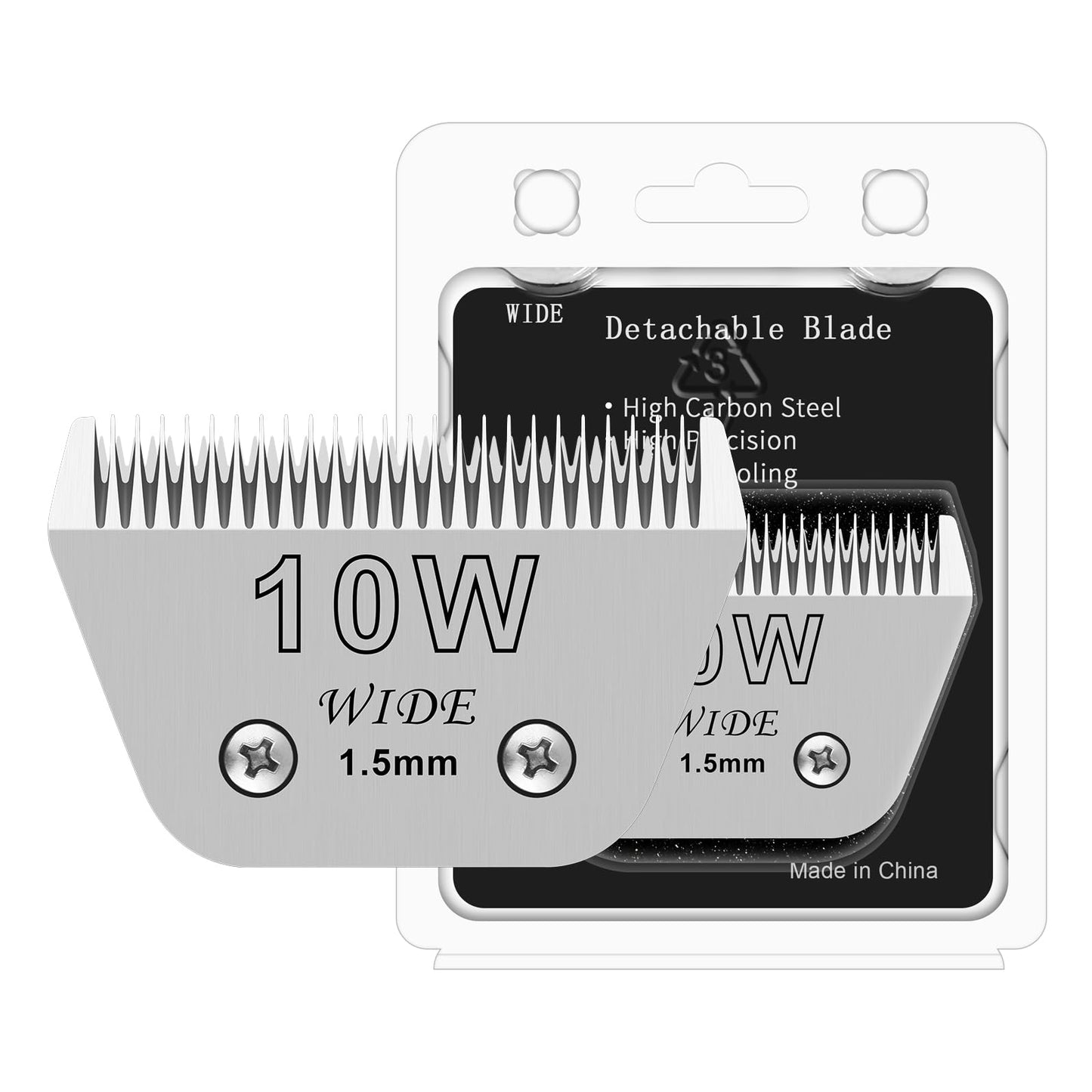 White Smoke Newbulu Sizi 10W Dog Grooming Clipper Replacement Blades, Compatible with Ainds, Oster A5, Wahl Km10 and Other Series Clippers, Blade Size-10W Cut Length 1/16"(1.5mm)