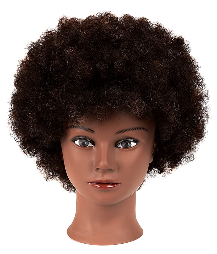 White Smoke African Mannequin Head with 100% Human Hair Mannequin Head Curly Cosmetology Manican Mannequins Heads with Stand for Display Practice Braiding Styling Training Head Hair Styling