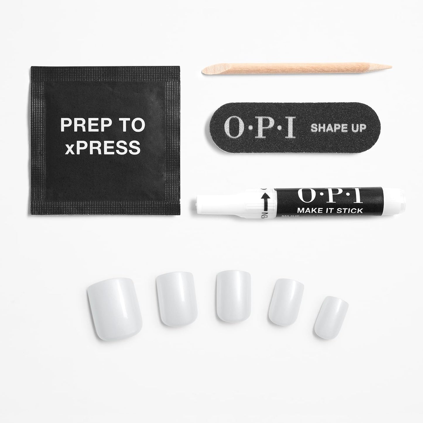 White Smoke OPI On Point Kyoto Pearl | Short Squoval White Shimmer Satin Press On Nails | 30 Count with Nail Glue | Long Lasting, Reusable, Non-damaging