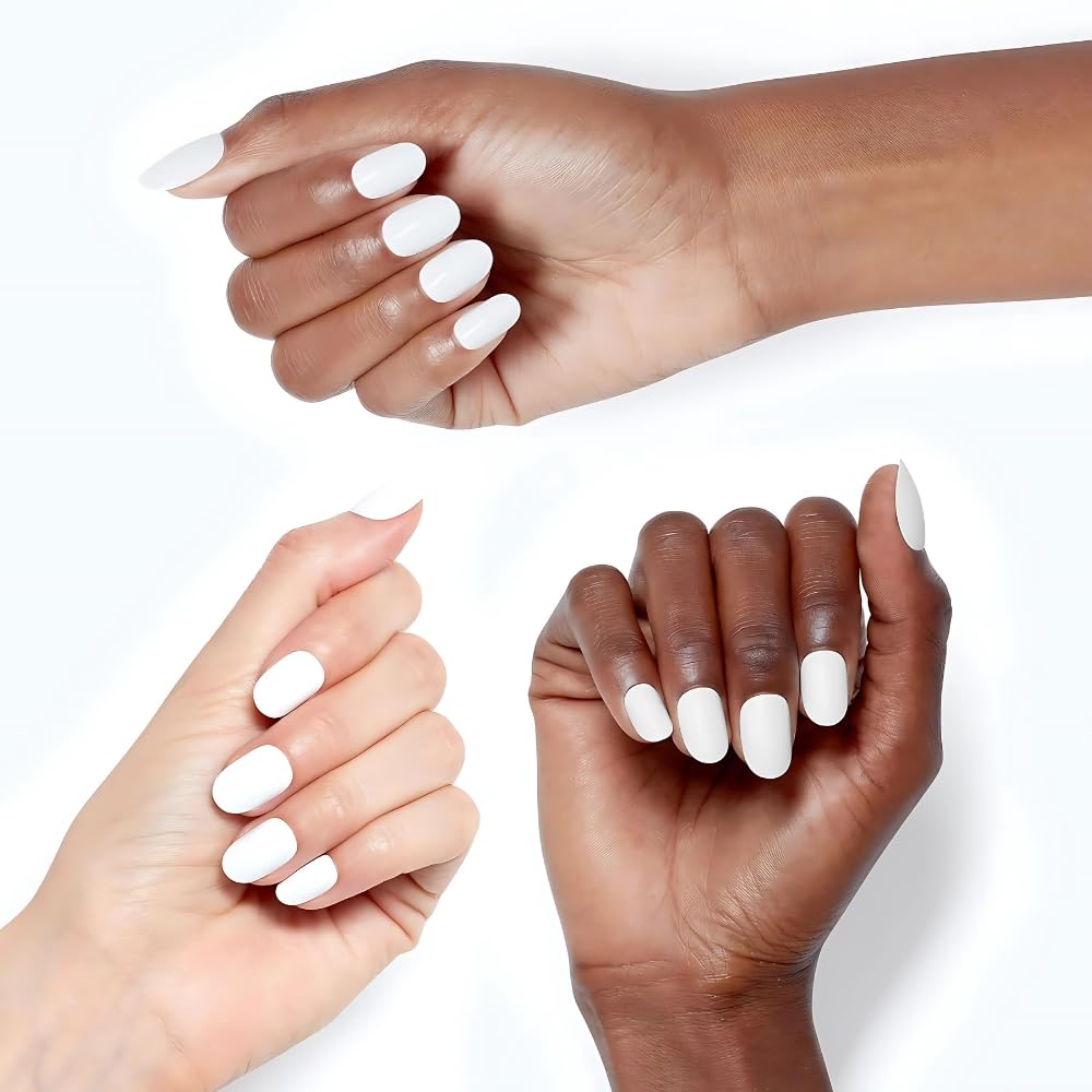 White Smoke OPI Nail Lacquer & xPRESS/ON Press on Nails, Funny Bunny Bundle | Soft White Short Round Press-On Nails with Matching Nail Lacquer Polish Shade