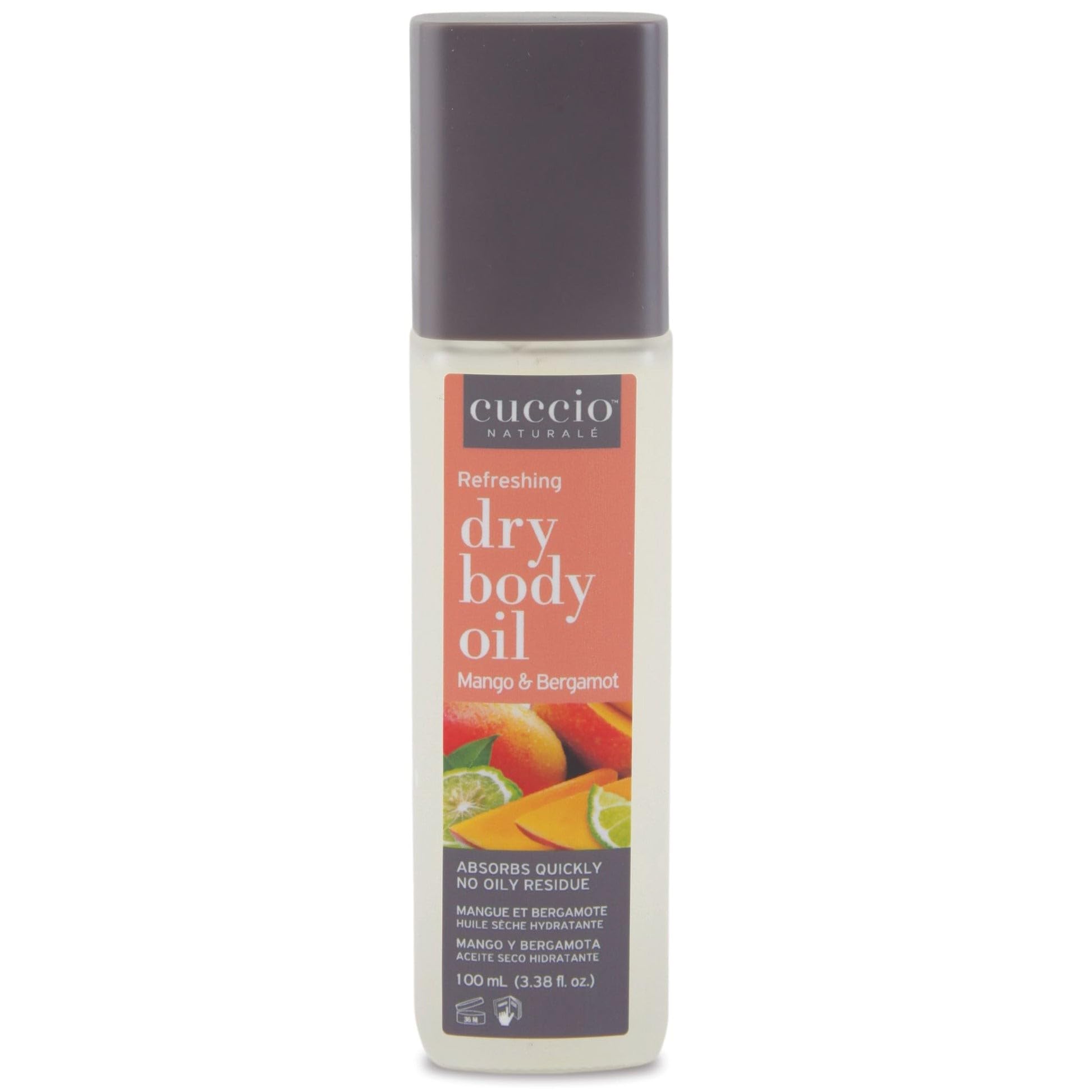 Dim Gray Cuccio Naturale Hydrating Dry Body Oil – Mango & Bergamot, 3.38 fl oz – Fast-Absorbing Lightweight Moisturizer for Smooth, Radiant Skin – Non-Greasy Nourishing Formula with Sunflower & Jojoba Oils