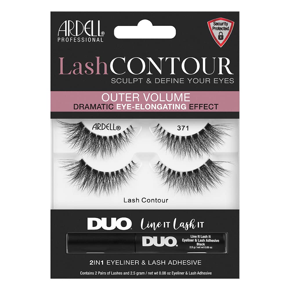 Dark Slate Gray Ardell Lash Contour 371 Outer Volume Dramatic Eye-Elongating Effect with Duo Line It Lash It Adhesive Black, 2 Pairs
