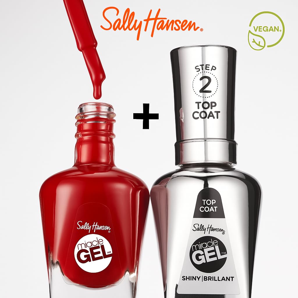 White Smoke Sally Hansen Miracle Gel Salon Quality Nail Polish | Gel-Like Formula, Two-Step System, No UV Light Needed, Long Lasting | Opaque, Glossy | 479 Wine Stock | Wine Red Nail Color