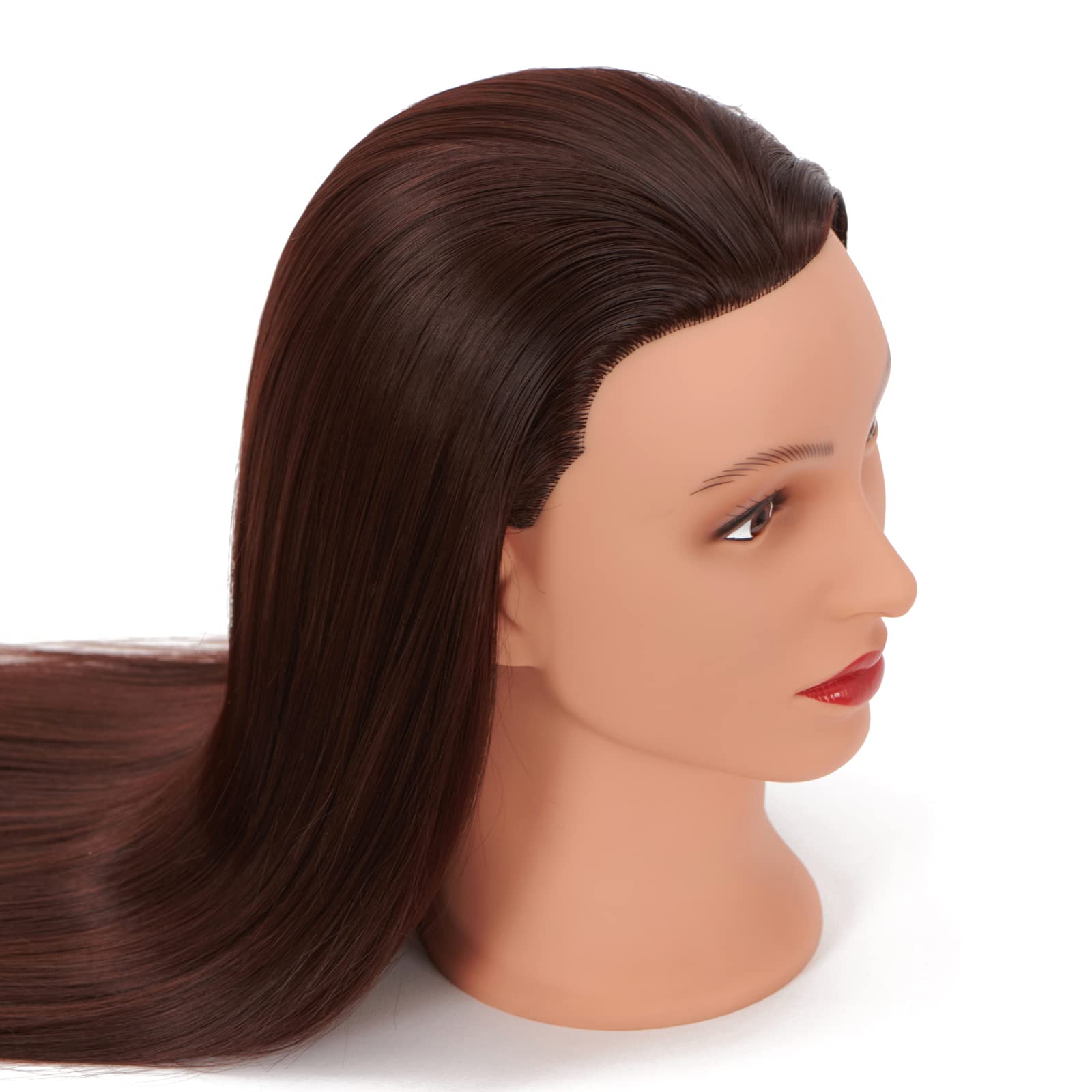 White Smoke Headfix 26"-28" Long Hair Mannequin Head Synthetic Fiber Hair Hairdresser Practice Styling Training Cosmetology Manikin Doll Head with Clamp
