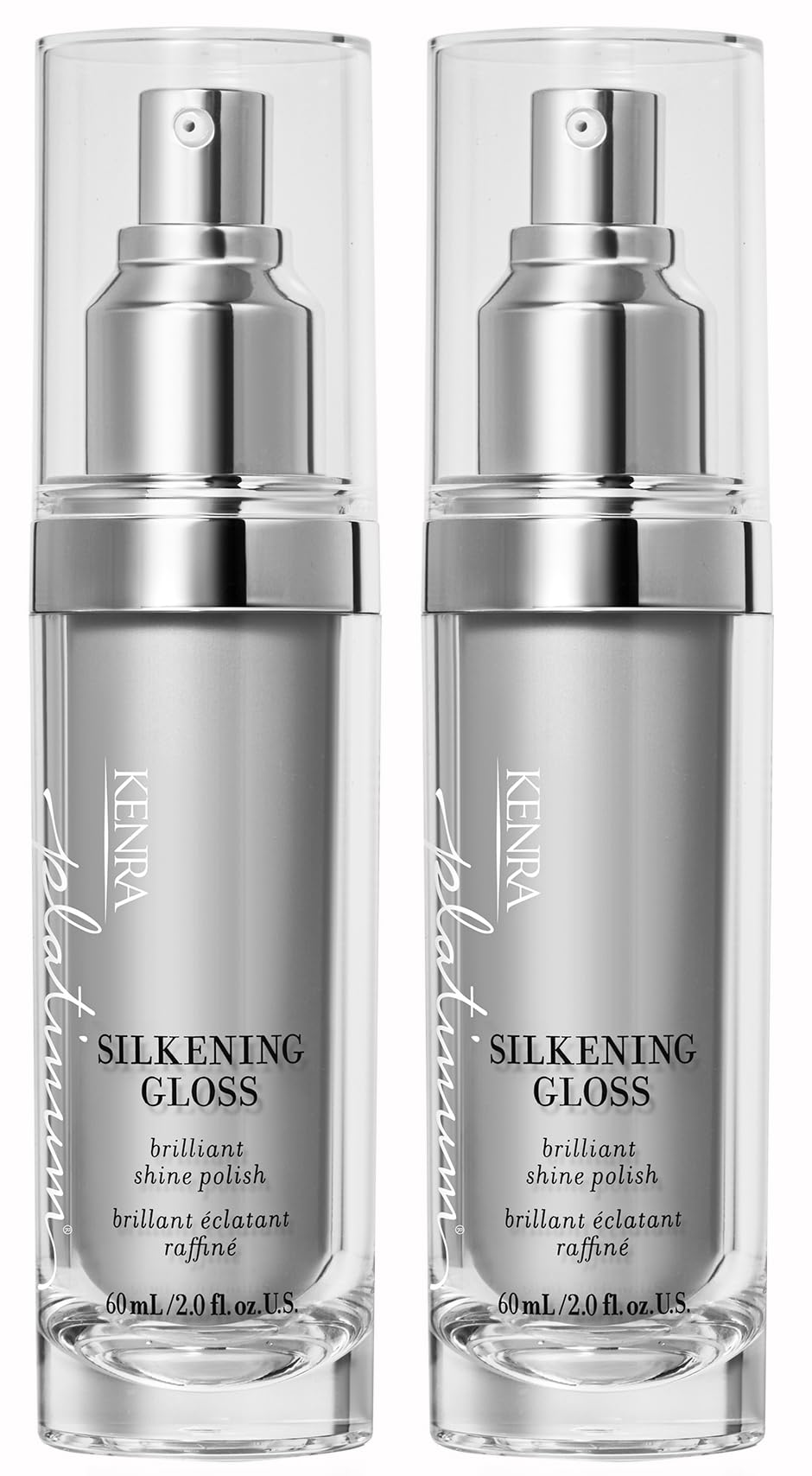 Lavender Kenra Platinum Silkening Gloss |Brilliant Shine Polish |Tames Frizz & Smooths Flyaways |Lightweight Formula |Protects Against Humidity |Smooths Dry Ends |Medium To Coarse Hair | 2 fl. oz. (2-Pack)