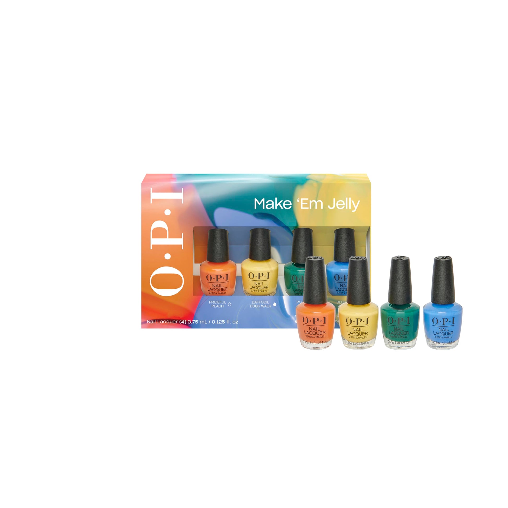 White Smoke OPI Nail Lacquer 4PC Mini Pack | 4 Crème Summer Shades, Chip Resistant Nail Polish Gift Set | Make 'Em Jelly! Collection | Summer 2025