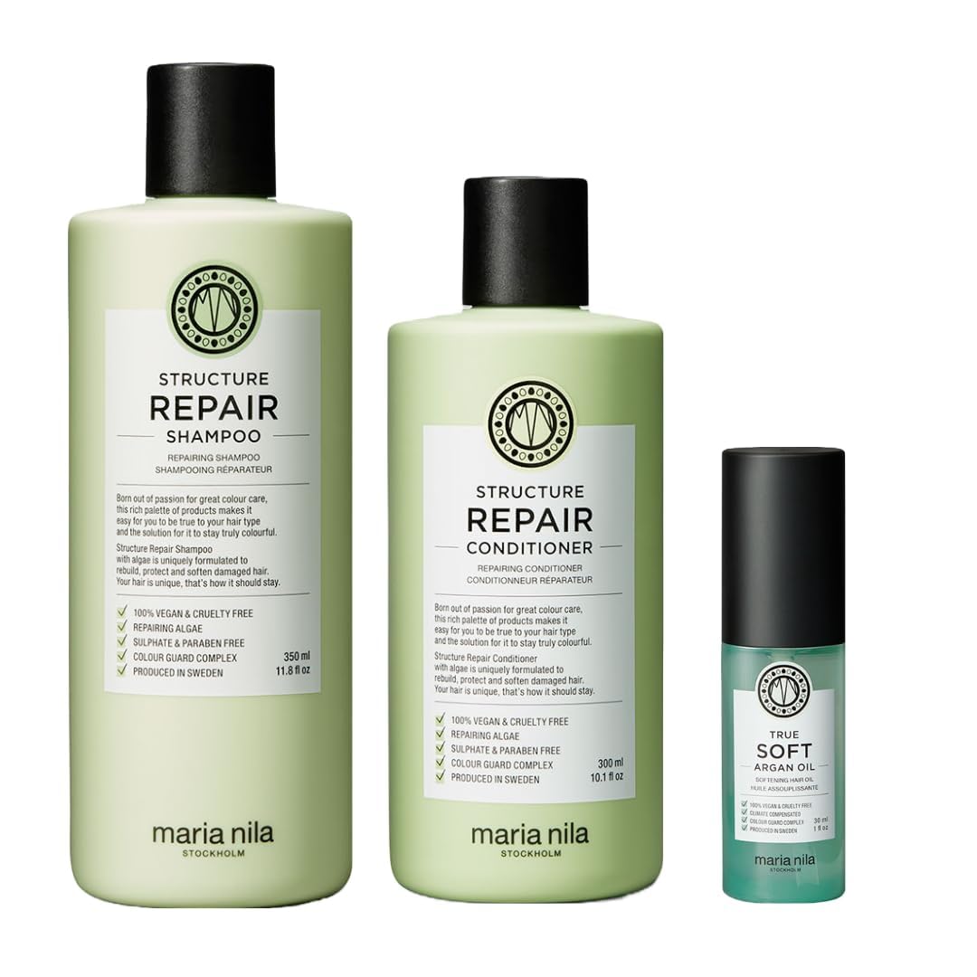 White Smoke Maria Nila Structure Repair Gift Box, For Damaged & Chemically Treated Hair, Algae Extract Rebuilds & Moisturizes, 100% Vegan & Sulfate/Paraben free…
