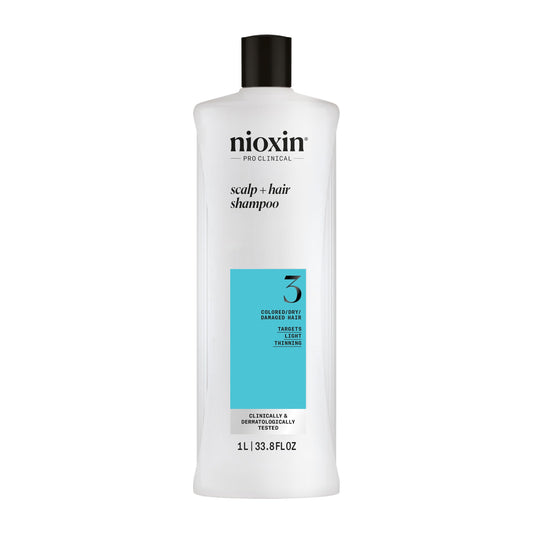 Lavender Nioxin System 3 Scalp + Hair Shampoo | For Colored or Damaged Hair with Light Thinning | With Niacinamide and Biotin | 33.8 Fl oz.