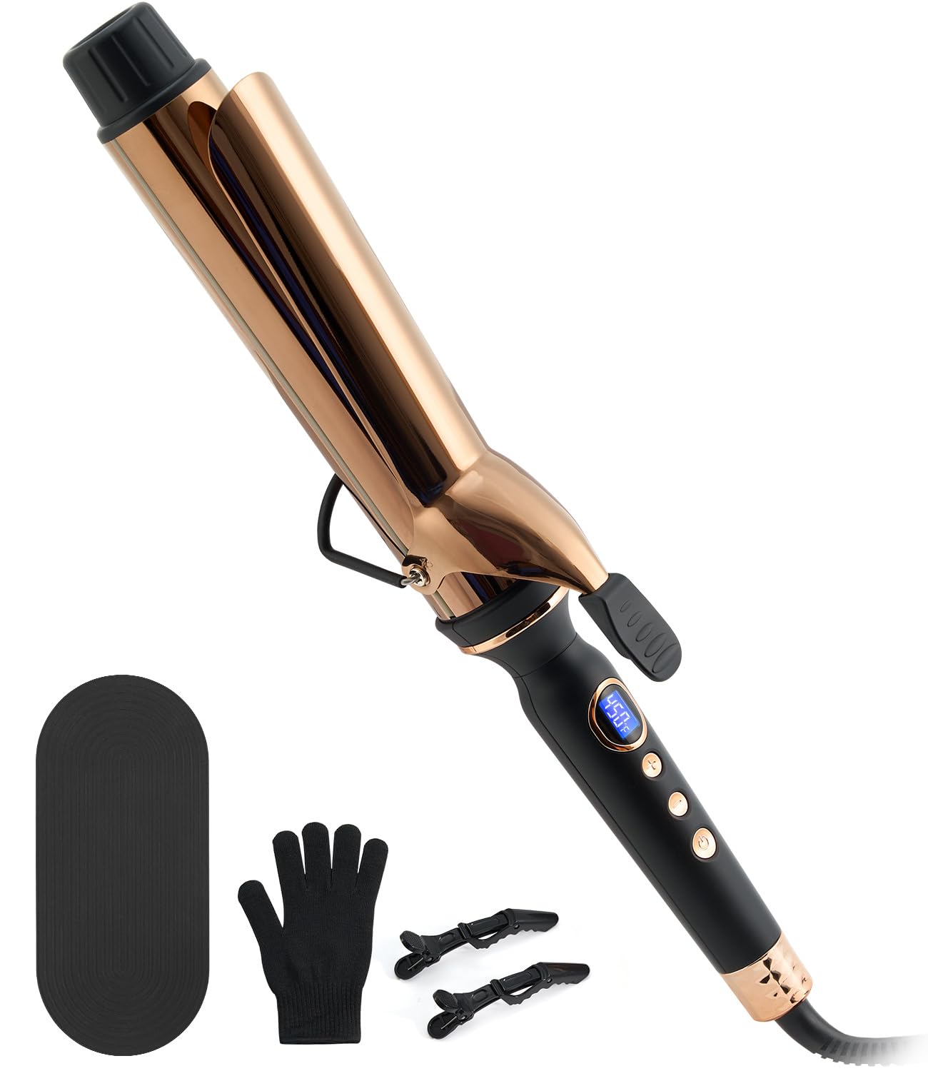 White Smoke ORYNNE Titanium 2 Inch Curling Iron，Extra-Long Barrel for Long Hair, Curling Iron 2 Inch with Dual PTC Heater, 12 Heat Settings Big Barrel Curling Irons, 60 Mins Auto-Off & Dual Voltage