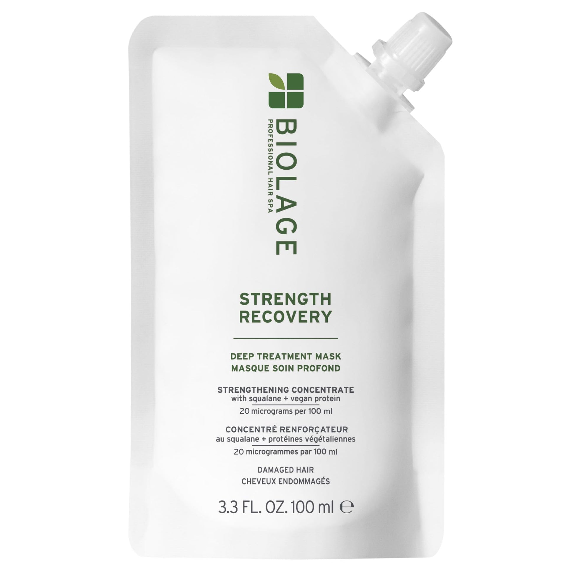 White Smoke Biolage Strength Recovery Deep Treatment - Instantly Nourishes & Protects, Fortifies Strands, Reduces Breakage, With Olive Squalane & Proteins, Vegan, Paraben-Free