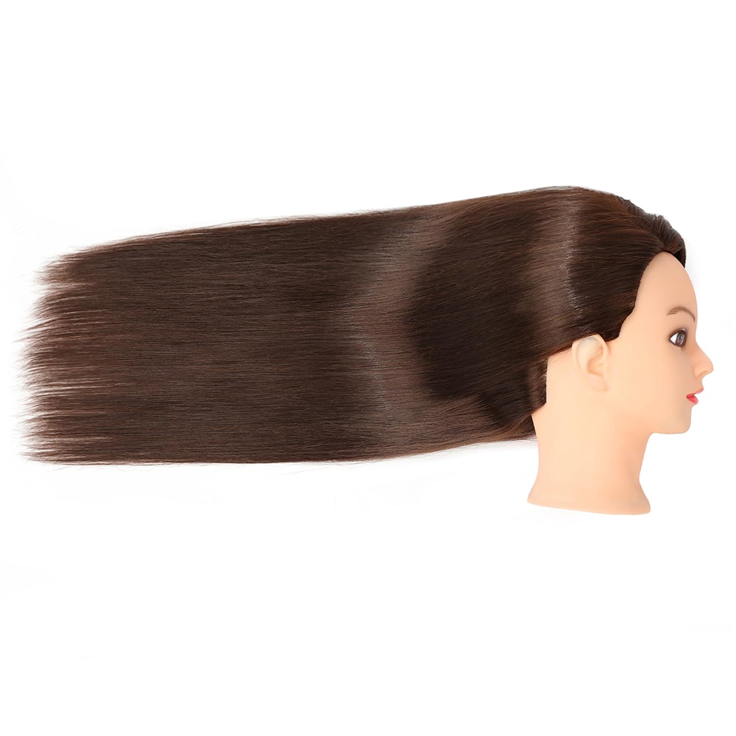 White Smoke Armmu Mannequin Head with Hair 80% Human Hair Doll Head 26"-28" Hairdresser Practice Training Head Cosmetology Manikin with 9 Tools and Clamp - #4 Brown