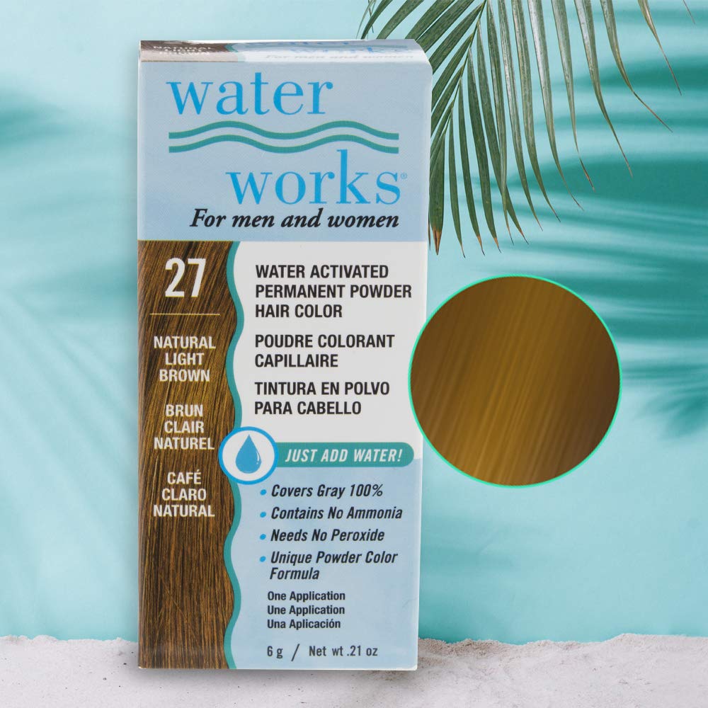 Light Blue Water Works Hair Color Powder, Light Brown – Permanent Hair Dye for Root Touch-Up & Full Coverage, Men & Women, 3 Pack