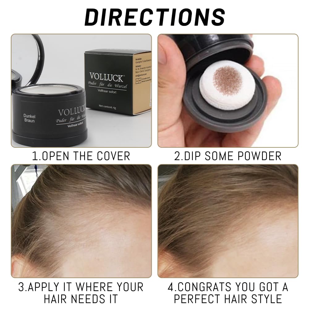 White Smoke Root Touch Up Powder, Instantly Gray Root Cover Up Hairline Powder, Hair Concealer for Women and Men (A-Black, 2PC)