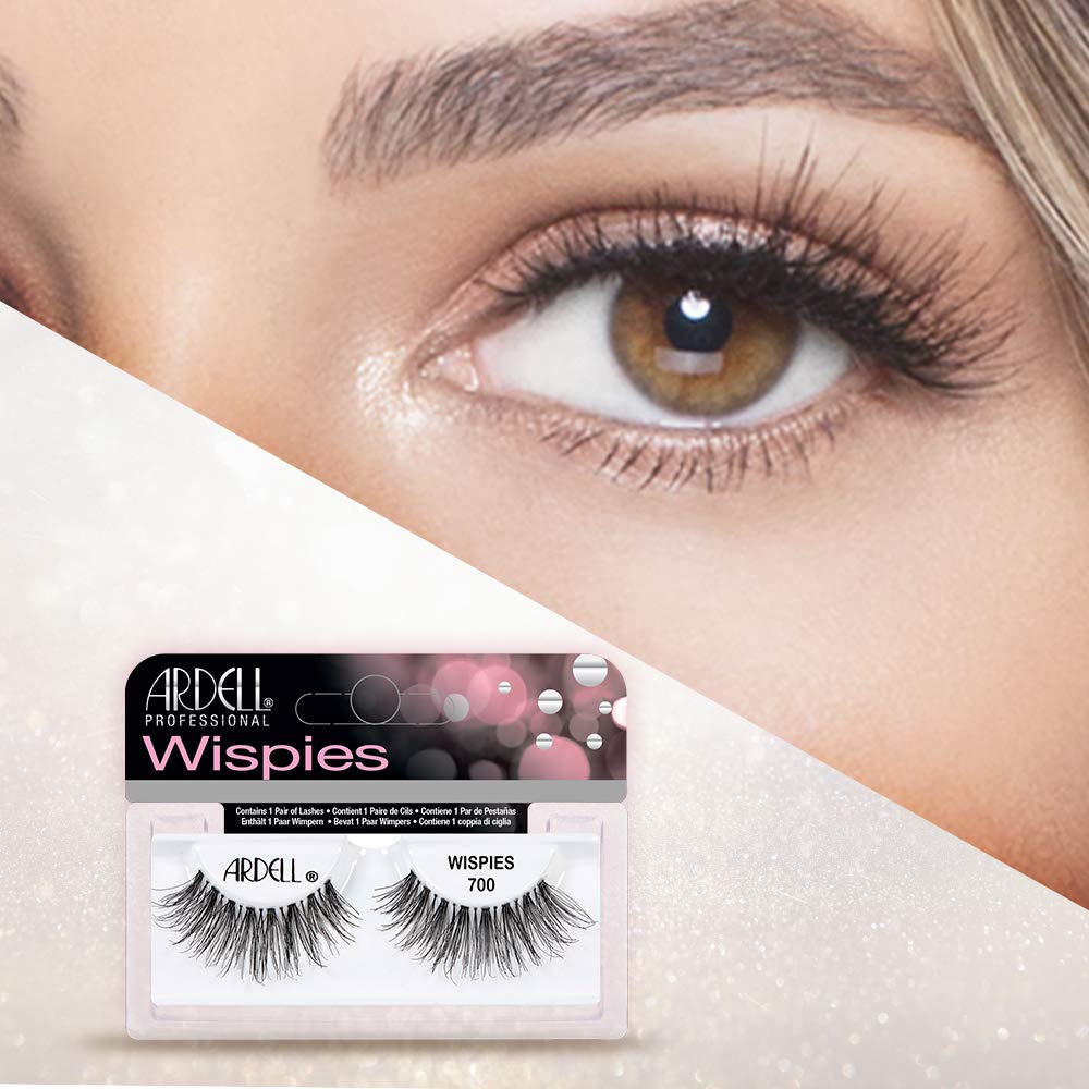 Wheat Ardell Wispies 700 False Eyelashes – Natural Wispy Lashes for Women, Reusable Fake Lashes Strip, Feathered Look with Invisiband, 4 Pack