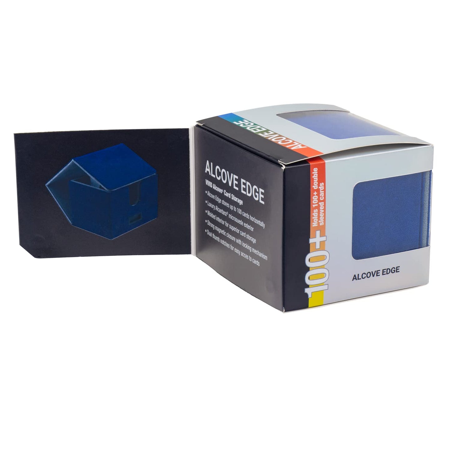 White Smoke Ultra Pro - Vivid Alcove Edge Deck Box (Blue) - Protect and Store up to 100 Double Sleeves Standard Size Cards, Perfect for Sports Cards, Gaming Cards & Collectible Trading Cards