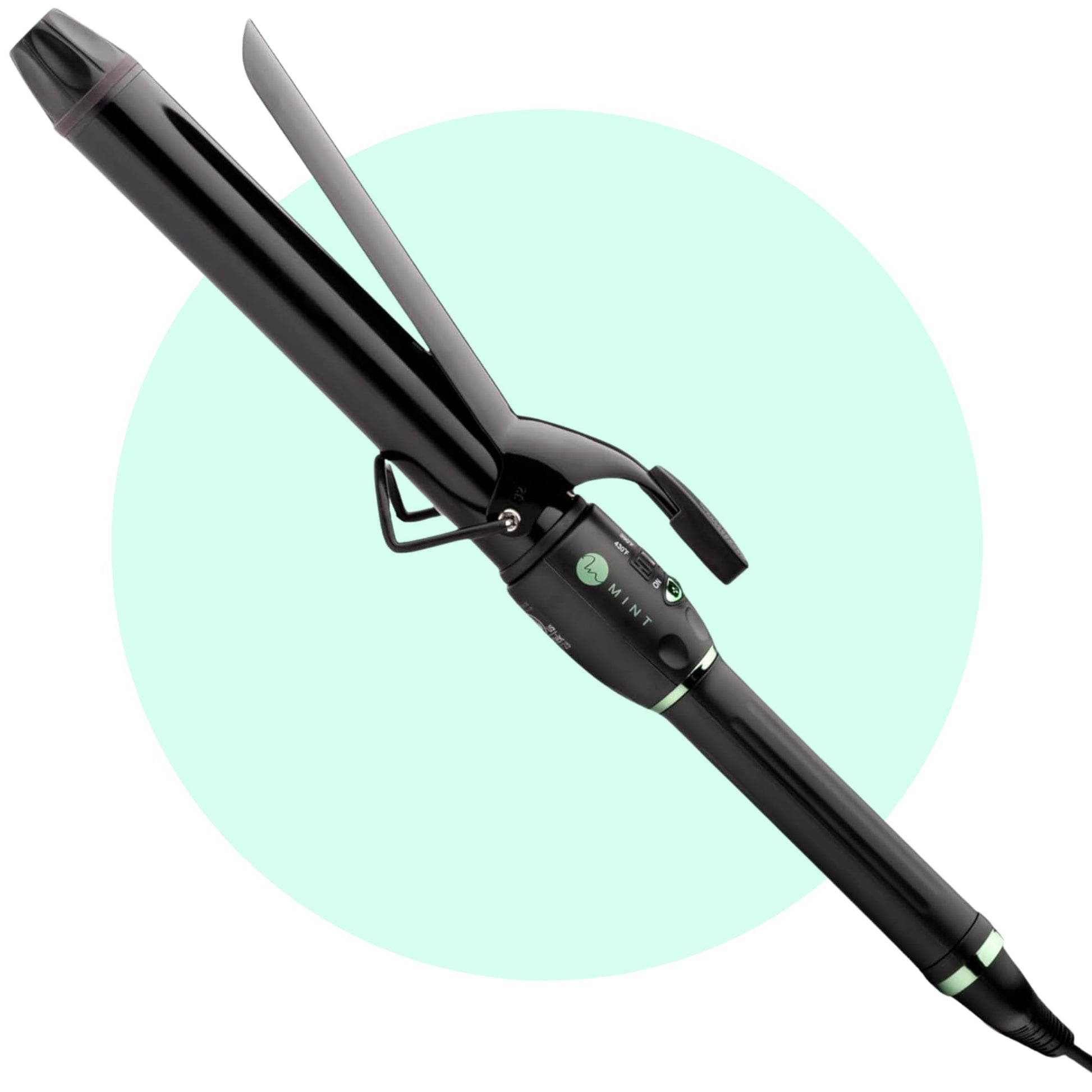 White Smoke MINT Professional Extra Long Hair Curling Iron 1 1/4 inch | 2-Heater Ceramic Barrel that Stays Hot | 1.25 Inch Hair Iron Curler for Medium to Large Curls | Travel-Ready International Dual Voltage