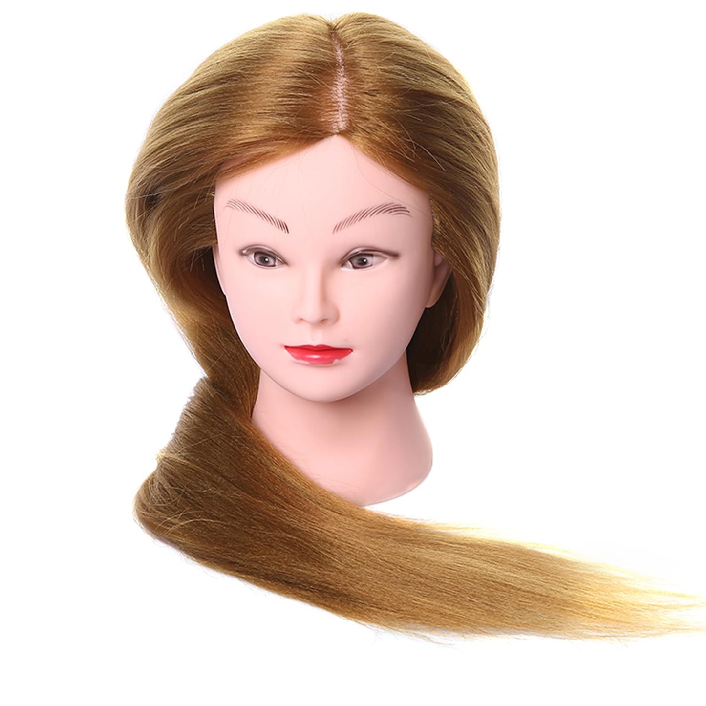White Smoke MEICARSON 26"-28" Mannequin Head Hair Styling Training Head Manikin Cosmetology Doll Head Synthetic Fiber Hair and Free Clamp Holder Stand Hair Styling Set for Hair Extensions （ golden/yellow）