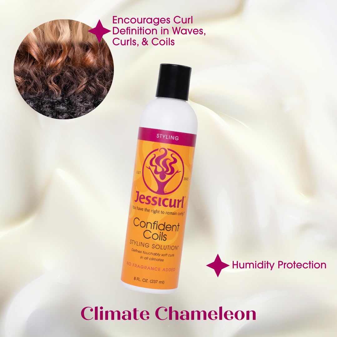 Antique White Jessicurl, Confident Coils Styling Solution, Citrus Lavender, 8 Fl oz. Curl Cream for Humidity Control and Frizz Control, Curly Hair Products, Styling Cream
