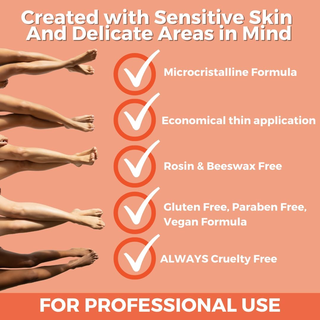Dark Salmon Cirepil - Cristalline - 800g / 28.22 oz Hard Wax Beads Bag - Unscented & Rosin-Free, Micro-Crystalline Formula for Highly Sensitive Skin - Clear Gel Stripless Hair Removal for Face & Body, Low-Temp